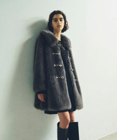 GRACE CONTINENTAL ウールボアショートコート チャコール