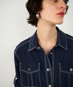 GRACE CONTINENTAL 配色ステッチワークシャツワンピース