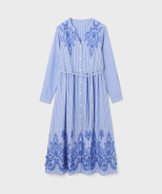 GRACE CONTINENTAL ストライプ刺繍ワンピース