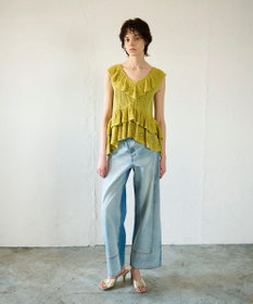 GRACE CONTINENTAL ミックスフリルニットトップ