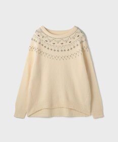 GRACE CONTINENTAL フェアアイル刺繍ニットトップ