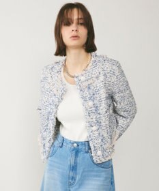 GRACE CONTINENTAL フリンジツイードジャケット ブルー