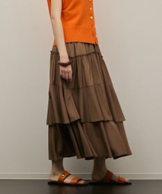 GRACE CONTINENTAL ロングティアードスカート ブラウン