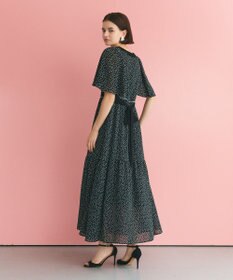 GRACE CONTINENTAL ドットフレアスリーブマキシ ブラック