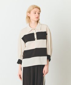 GRACE CONTINENTAL バイカラーポロトップ ベージュ