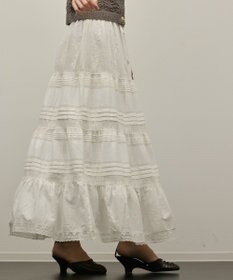 GRACE CONTINENTAL ピンタックティアードスカート ホワイト
