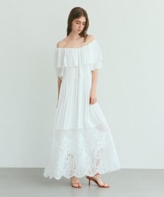 GRACE CONTINENTAL ラッフルレース切替マキシ ホワイト