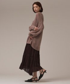 GRACE CONTINENTAL ワッシャープリーツスカート ダークブラウン