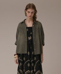 GRACE CONTINENTAL ツイルハーフスリーブシャツ カーキ