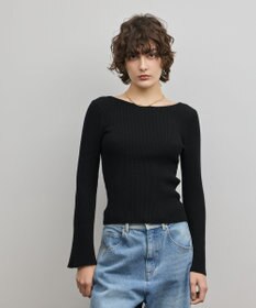 GRACE CONTINENTAL アイレットリブニットトップ ブラック
