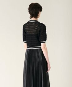 GRACE CONTINENTAL バイカラーシアーニットカーディガン