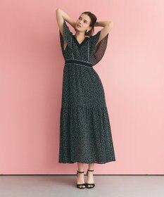 GRACE CONTINENTAL ドットフレアスリーブマキシ