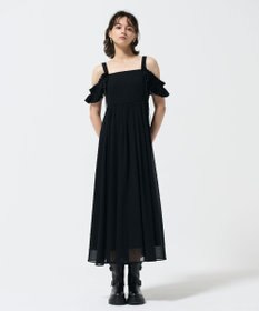 GRACE CONTINENTAL ドットジャガードノースリーブワンピース ブラック