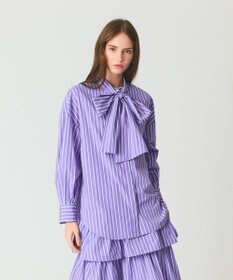 GRACE CONTINENTAL ストライプビッグボウブラウス