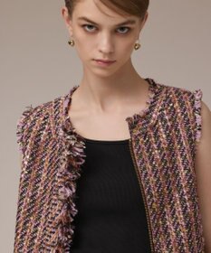 GRACE CONTINENTAL コンパクトツイードベスト ピンク