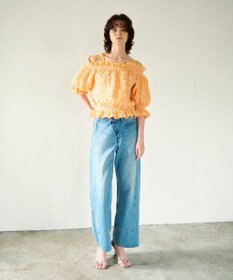 GRACE CONTINENTAL ドルマンフクレジャガードニットトップ オレンジ