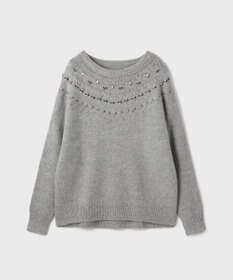 GRACE CONTINENTAL フェアアイル刺繍ニットトップ