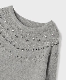 GRACE CONTINENTAL フェアアイル刺繍ニットトップ