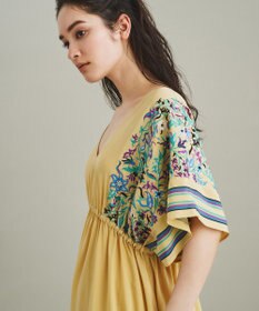 【美品】グレースコンチネンタル　花柄ワンピース　イエロー フラワープリントタックワンピース / GRACE CONTINENTAL | GRACE