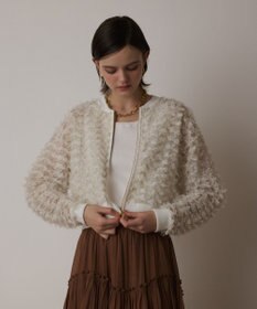 GRACE CONTINENTAL フリンジニットzipカーディガン