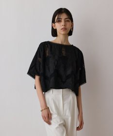 GRACE CONTINENTAL 刺繍ポンチョトップ ブラック