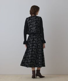 GRACE CONTINENTAL ラメフラワージャガードフレアスカート