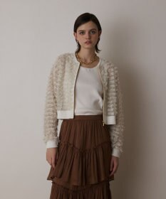 GRACE CONTINENTAL フリンジニットzipカーディガン