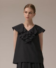 GRACE CONTINENTAL フリルカラートップ ブラック