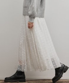 GRACE CONTINENTAL フロッキードットプリーツスカート