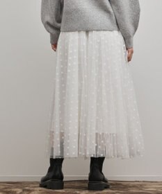 GRACE CONTINENTAL フロッキードットプリーツスカート