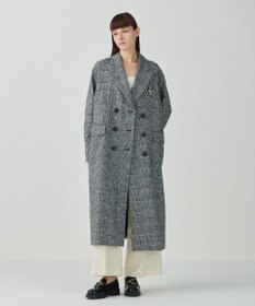 GRACE CONTINENTAL グレンチェックチェスターコート ブラック