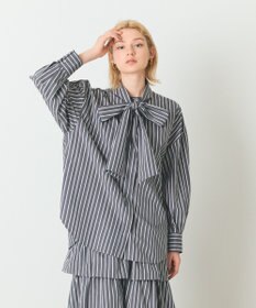 GRACE CONTINENTAL ストライプビッグボウブラウス