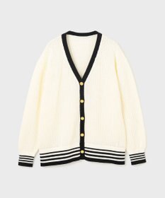 GRACE CONTINENTAL メッシュラインニットカーディガン