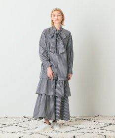 GRACE CONTINENTAL ストライプビッグボウブラウス
