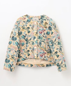 GRACE CONTINENTAL フラワージャガードノーカラージャケット