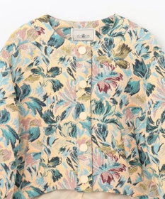 GRACE CONTINENTAL フラワージャガードノーカラージャケット