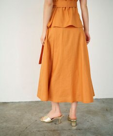 GRACE CONTINENTAL リネンタッチタックフレアスカート