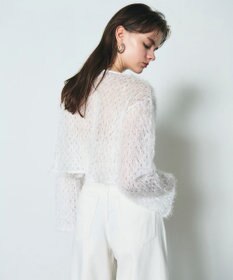 GRACE CONTINENTAL ラメフリンジカットトップ