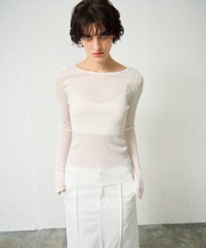 GRACE CONTINENTAL ラメシアーリブニットトップ