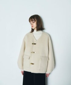 GRACE CONTINENTAL ノーカラーシャギーコート