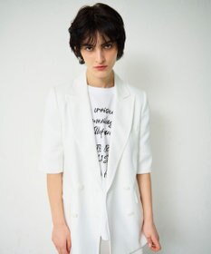 GRACE CONTINENTAL リネンタッチハーフスリーブジャケット ホワイト