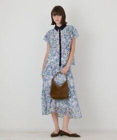 GRACE CONTINENTAL フラワープリントラッフルフリルブラウス