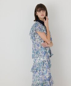 GRACE CONTINENTAL フラワープリントラッフルフリルブラウス