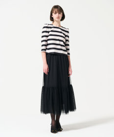 GRACE CONTINENTAL ボーダープリントトップ キナリ