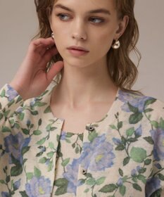 GRACE CONTINENTAL ローズプリントニットカーディガン キナリ