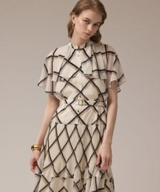 GRACE CONTINENTAL チェックプリントプリーツワンピース