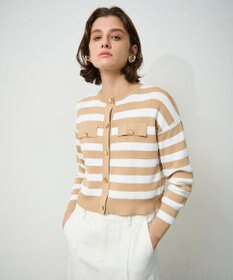 GRACE CONTINENTAL ニットボーダーカーディガン