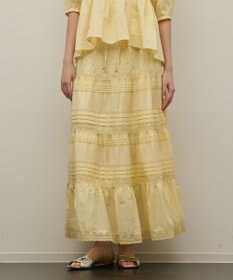 GRACE CONTINENTAL ピンタックティアードスカート イエロー