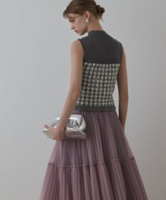 GRACE CONTINENTAL ツイードベアニットトップ グレー