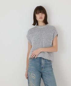 GRACE CONTINENTAL 【イベント店舗・ONLINE STORE先行アイテム】グリッターニットトップ シルバー